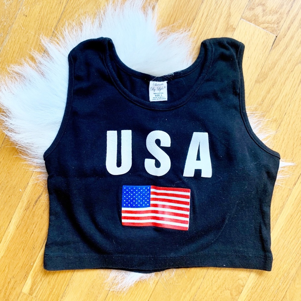 USA American Flag Crop Top Tank
